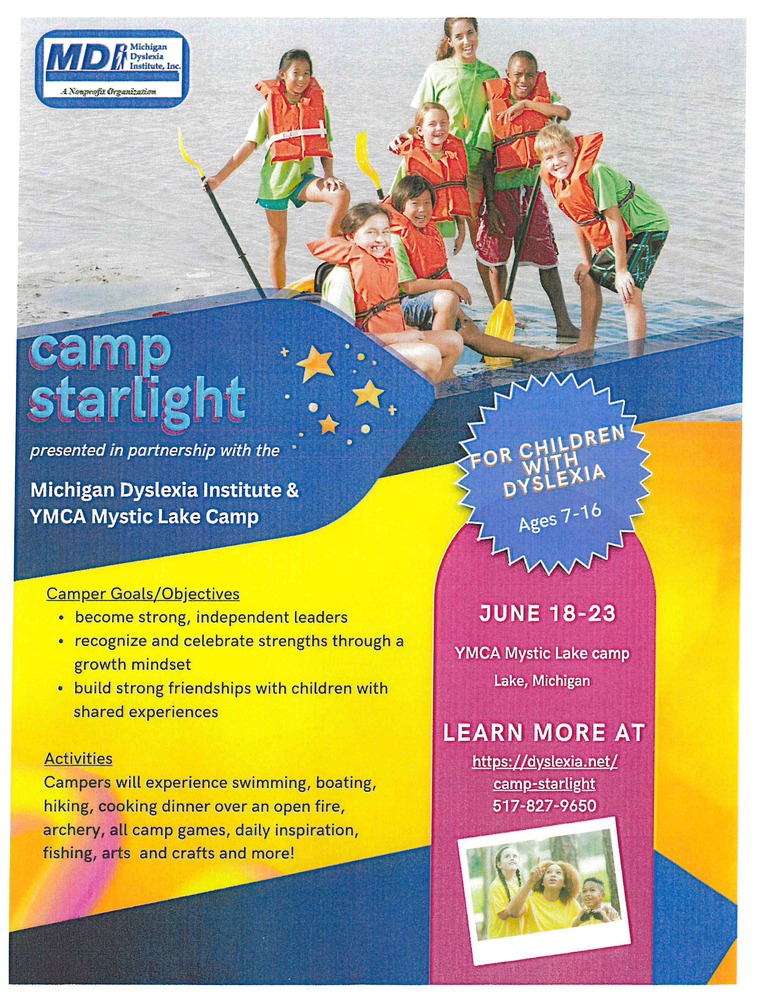 Michigan Dyslexia Institue & YMCA Mystic Lake Camp
